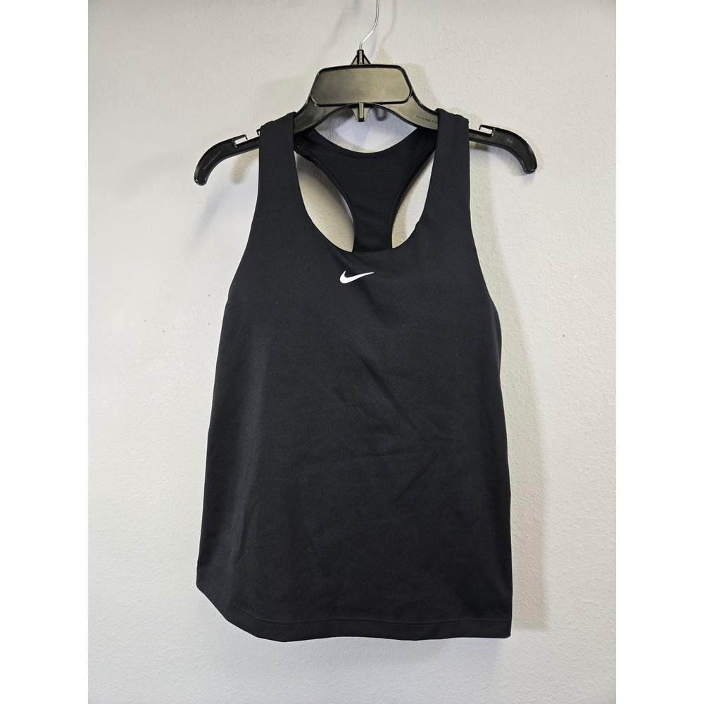 Nike Dri-FIT Activewear Racerback Tank Top with Built-in Shelf Bra Black Medium